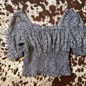 Universal Thread Navy Floral Blouse size medium short sleeve